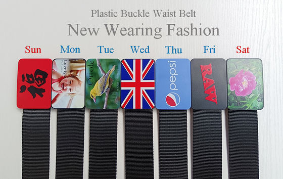 Plastic Buckle Animal Print Waist Belt Lightweight Nylon Webbing Gift Logo